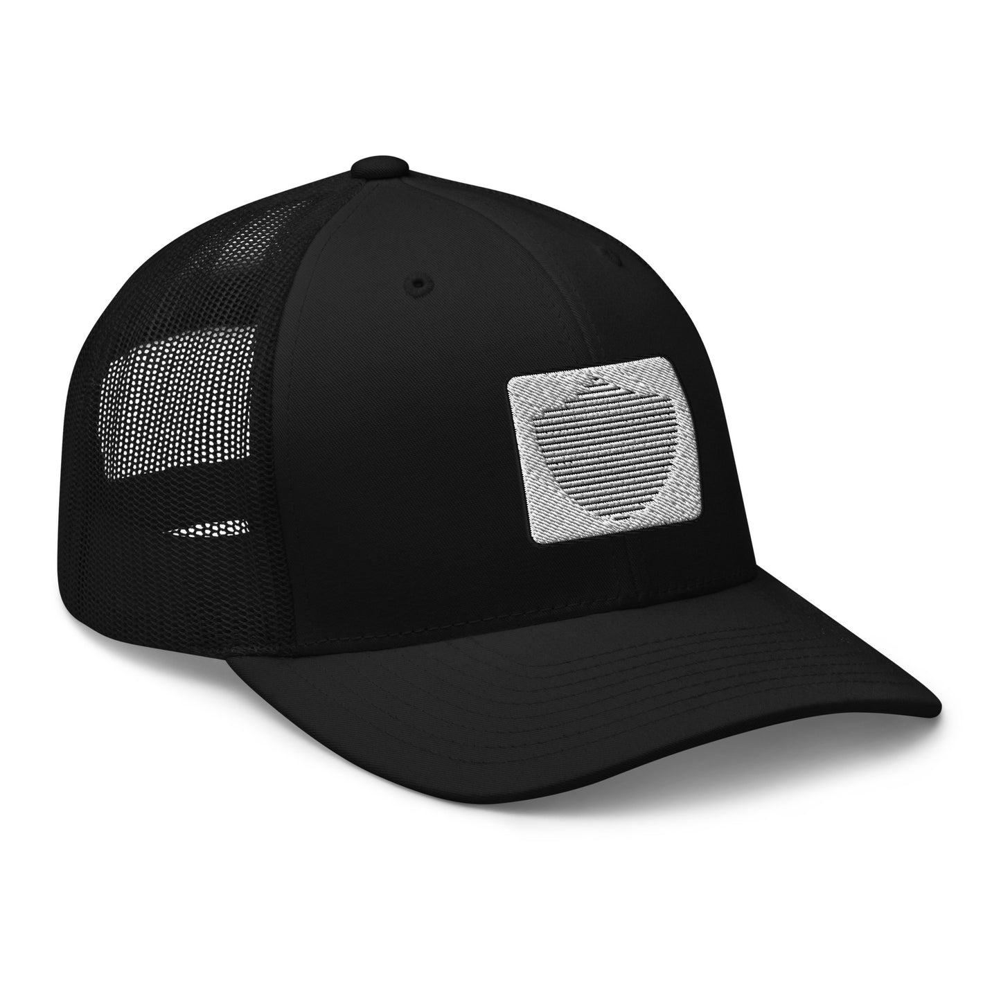 Trucker Cap Black, S+F Reverse Shield Logo Design.