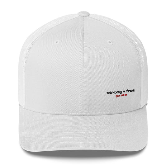 Trucker Cap, White. S+F Typefont III Logo Design