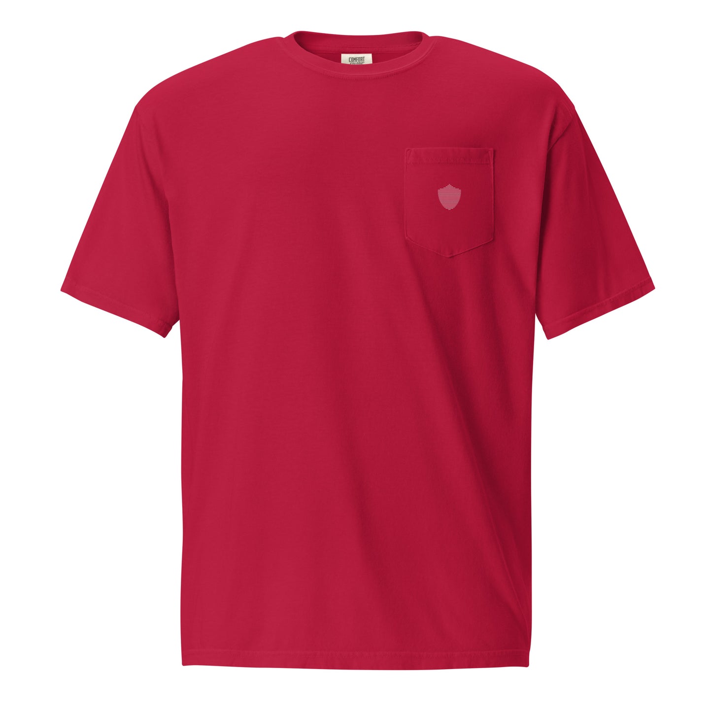 Men's front pocket tee, various colors. S+F signature shield logo design.