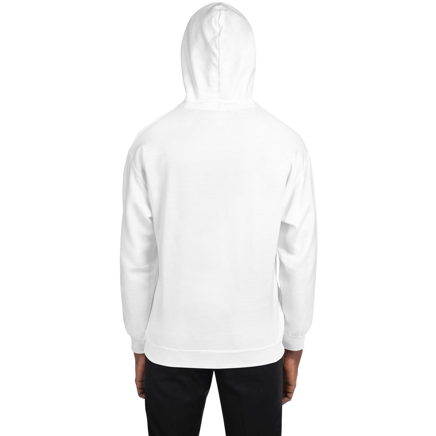 Men's Front Pouch Hoodie, White. S+F Shield I Logo Design.