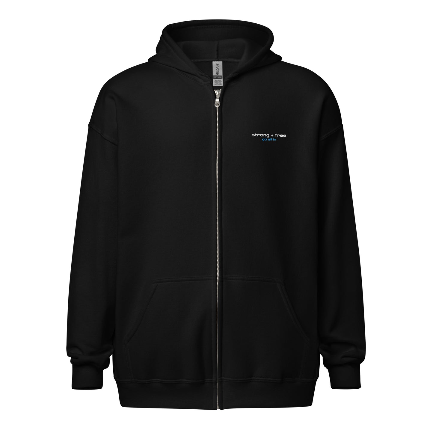Men's Full Zip Hoodie, Black/Navy/Grey. S+F LC Typefont Design Logo.