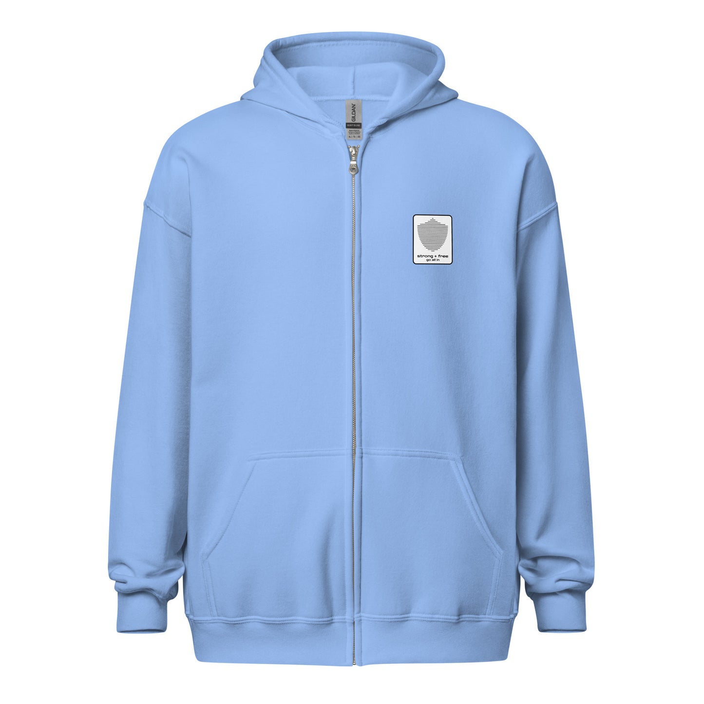 Men's Full Zip Hoodie, Black/Blue/Grey/White. S+F Reverse Shield Logo Design.
