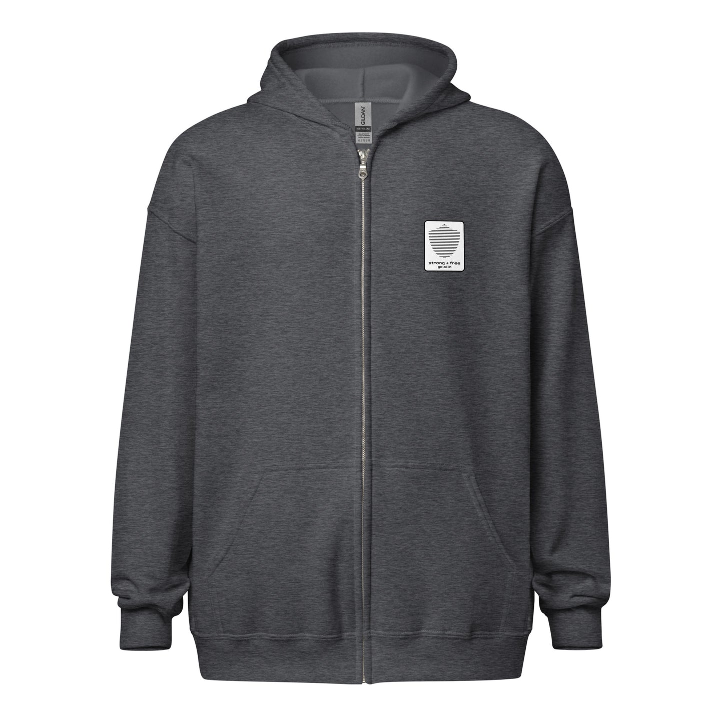 Men's Full Zip Hoodie, Black/Blue/Grey/White. S+F Reverse Shield Logo Design.