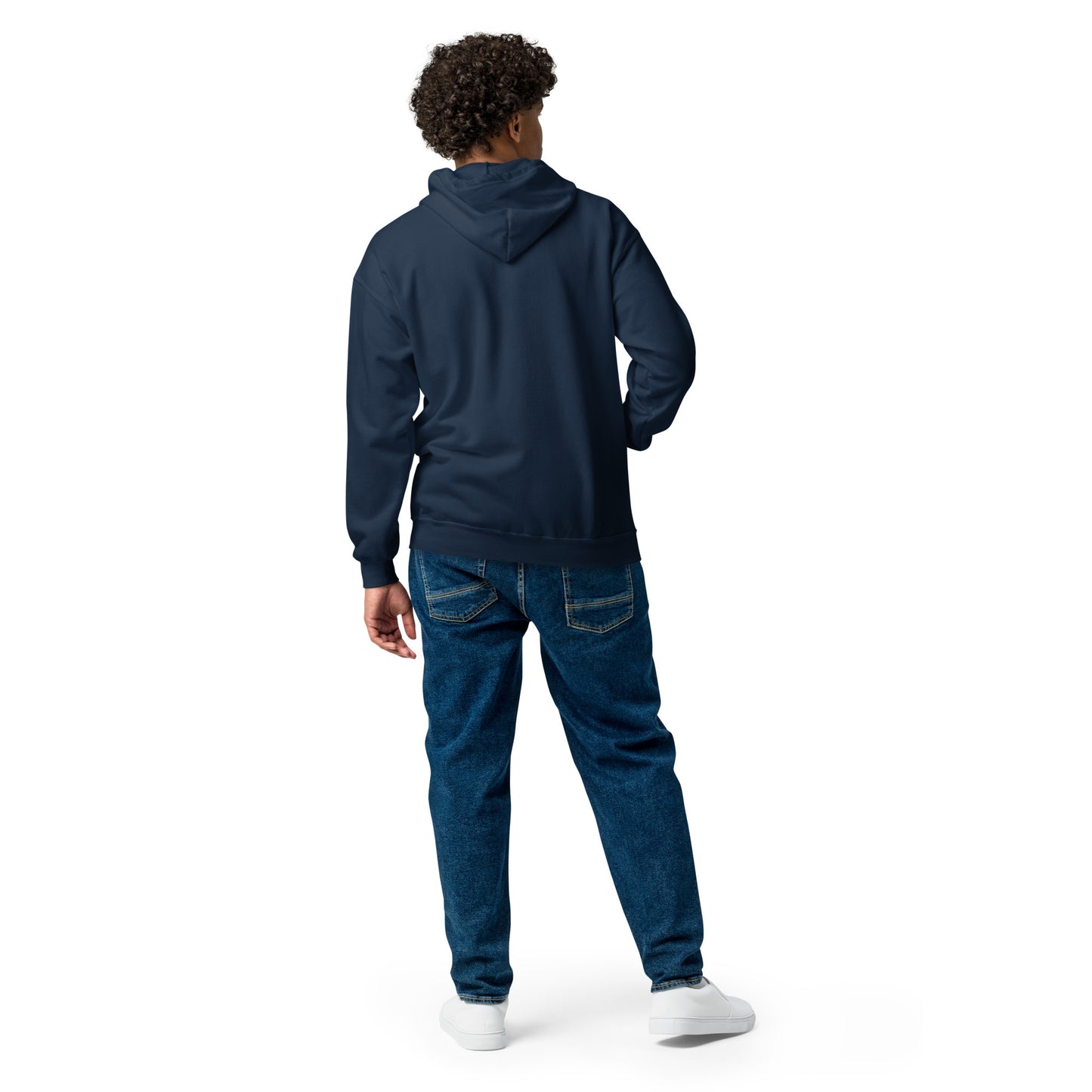 Men's Full Zip Hoodie, Black/Blue/Grey/White. S+F Reverse Shield Logo Design.