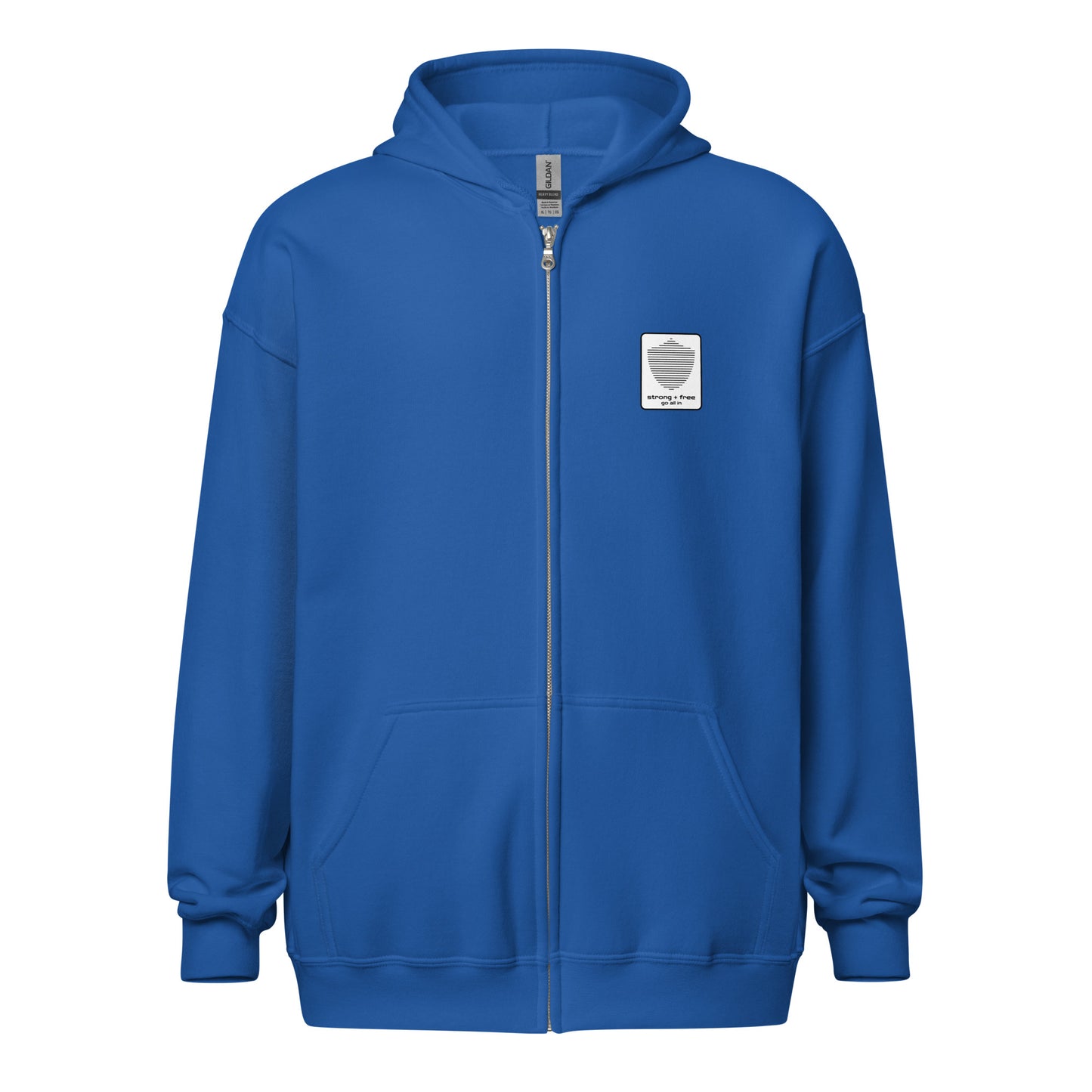 Men's Full Zip Hoodie, Black/Blue/Grey/White. S+F Reverse Shield Logo Design.