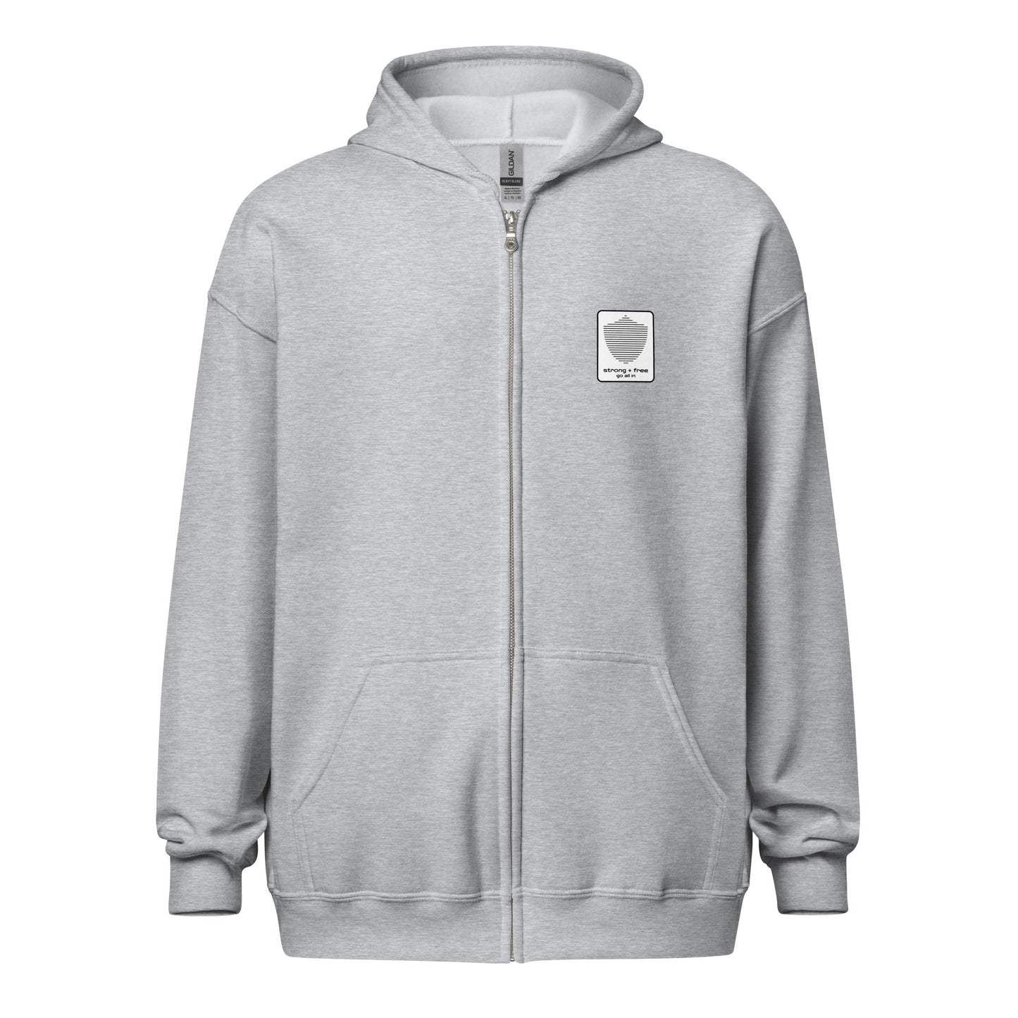 Men's Full Zip Hoodie, Black/Blue/Grey/White. S+F Reverse Shield Logo Design.