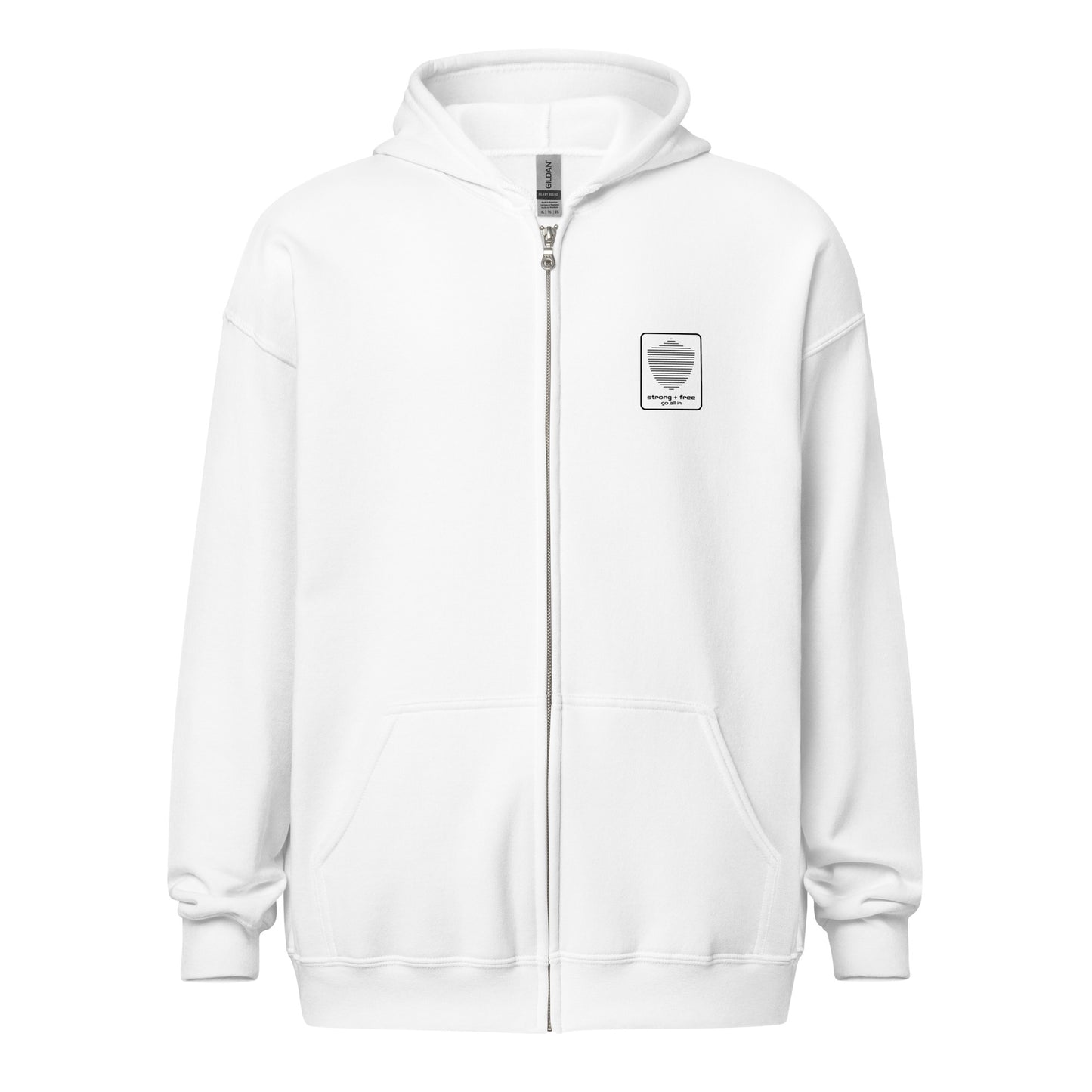 Men's Full Zip Hoodie, Black/Blue/Grey/White. S+F Reverse Shield Logo Design.