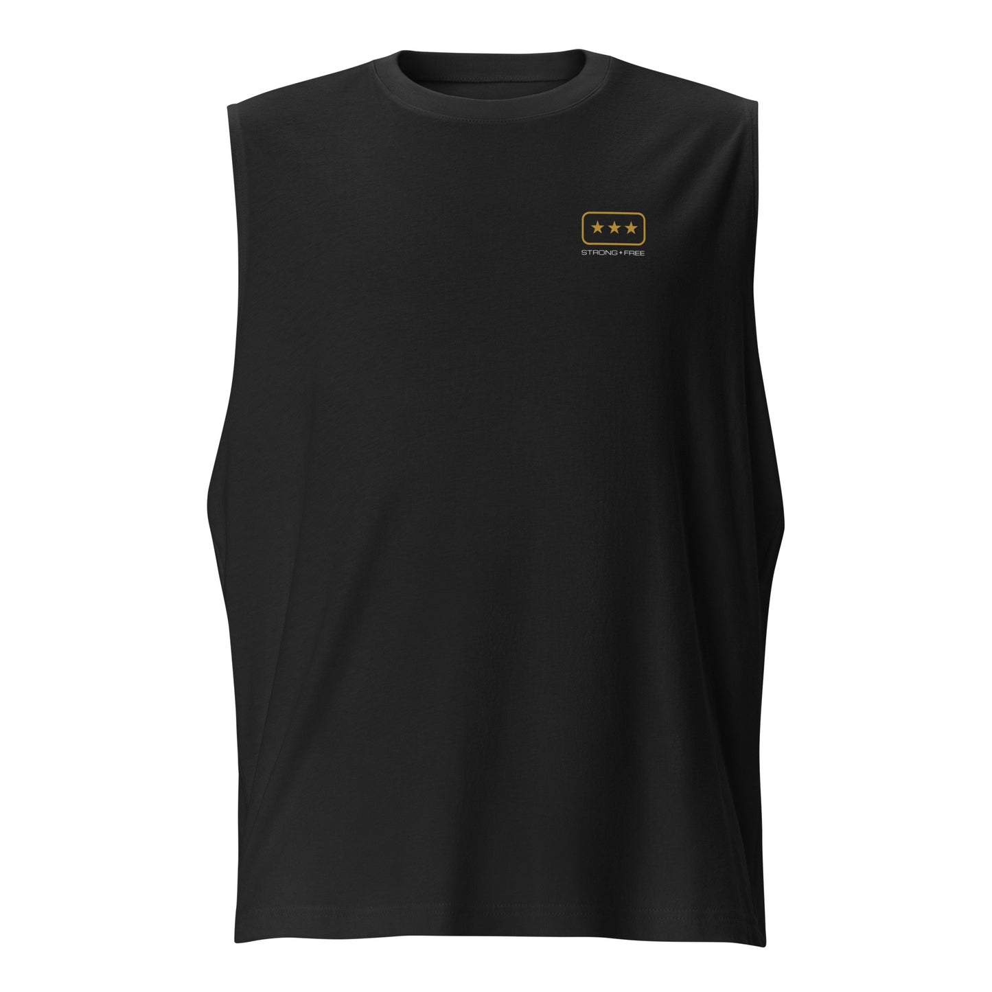 Men's Sleeveless Top, Black. S+F Tristar Logo Design.