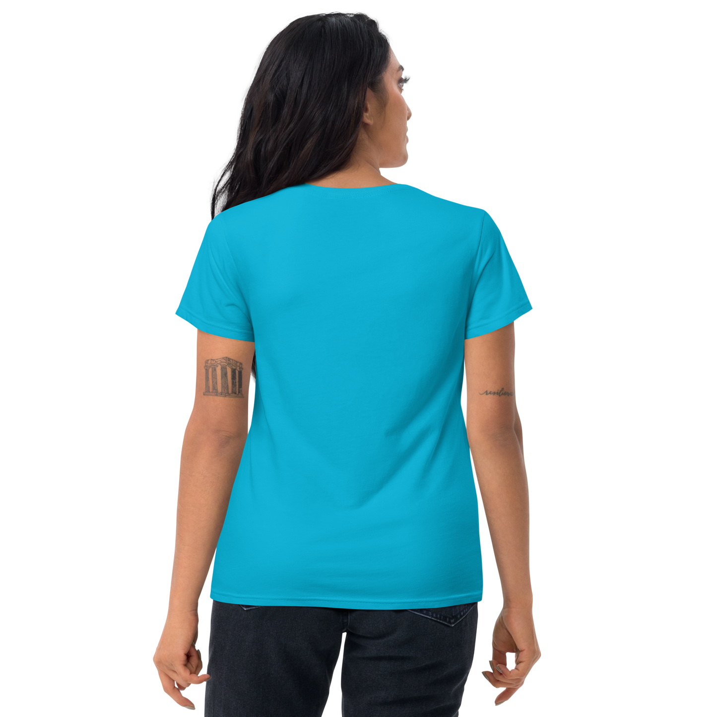 Women's short sleeve t-shirt, various colors. S+F pickleball love logo design.