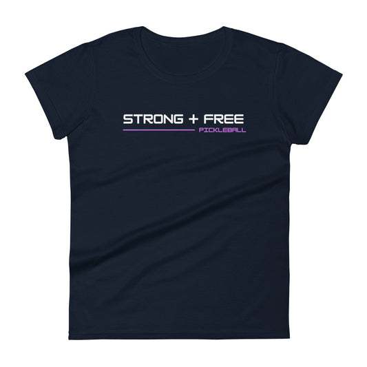 Women's short sleeve t-shirt, various colors. S+F signature wordmark logo design.