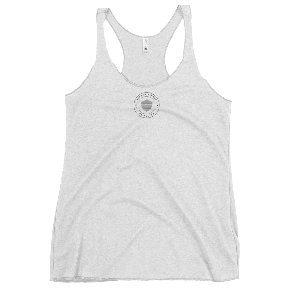 Women's Racerback Tank, various colors. S+F signature shield logo design I.