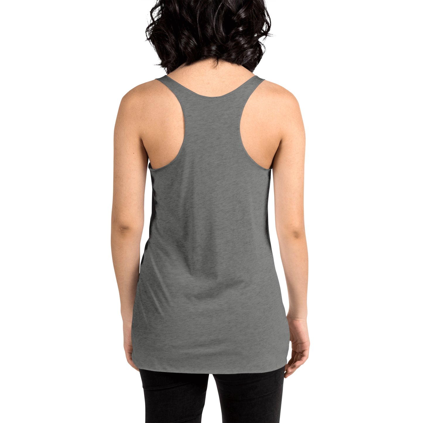 Women's Racerback Tank, Black/White/Blue/Red/Grey. S+F Reverse Grey Circle Logo.