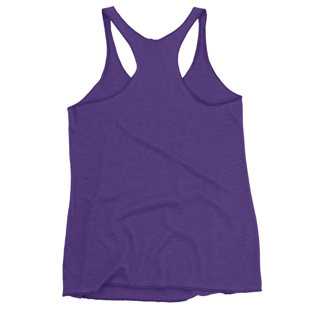 Women's Racerback Tank, various colors. S+F signature shield logo design, reverse white icon.