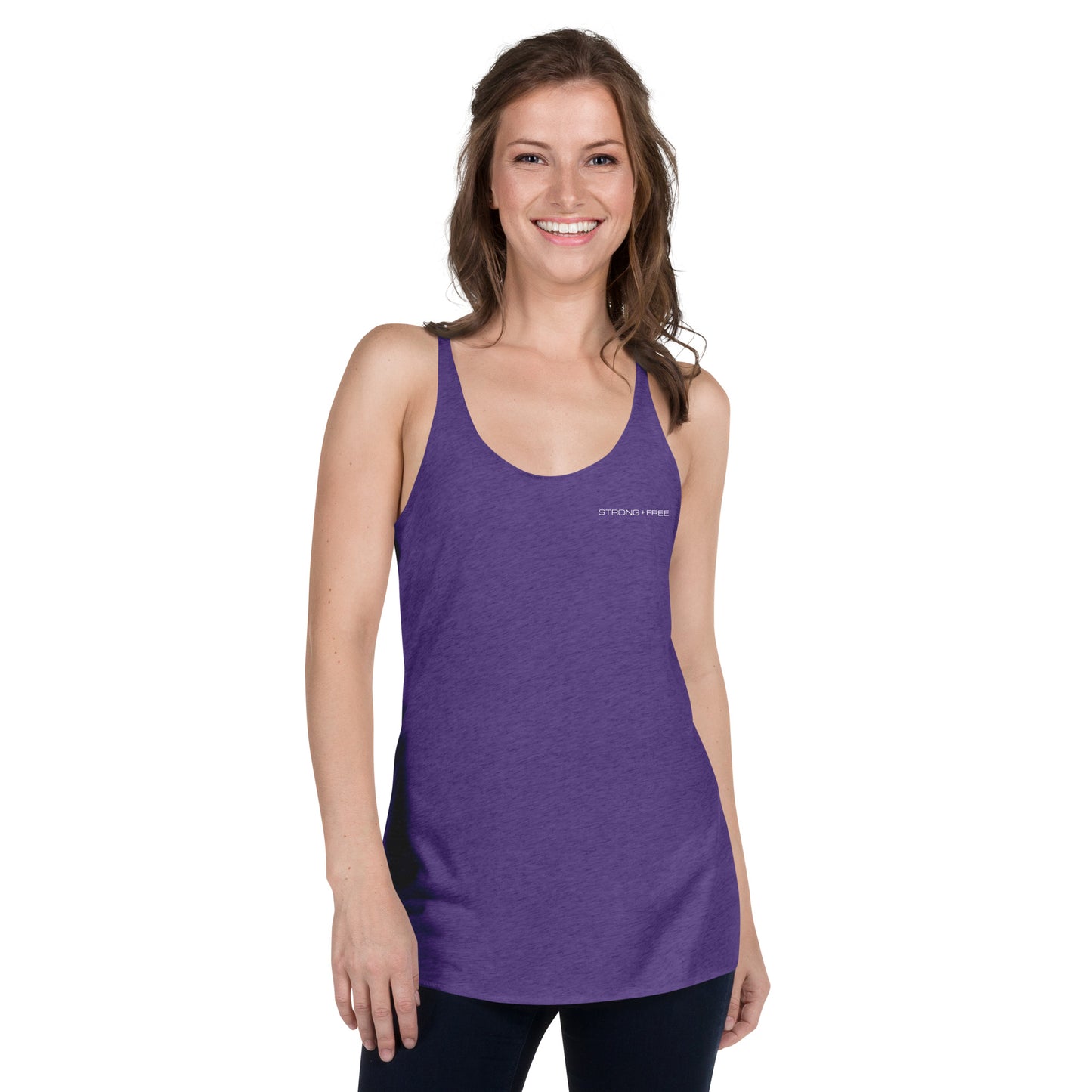 Women's Racerback Tank, Black/Red/Blue/Grey/Pink/Indigo/Purple. S+F White Font Logo Design.