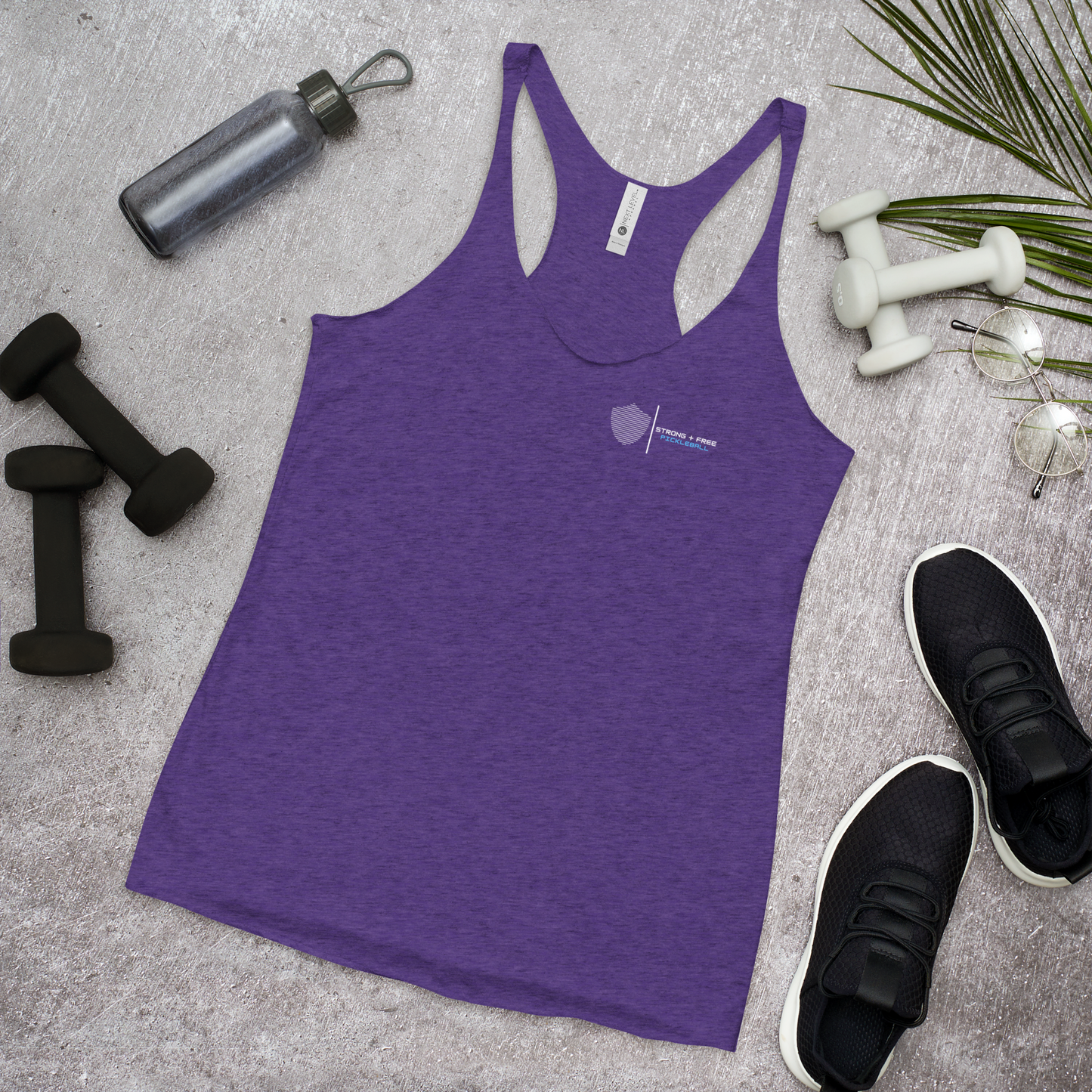 Women's Racerback Tank, various colors. S+F signature shield logo design II.
