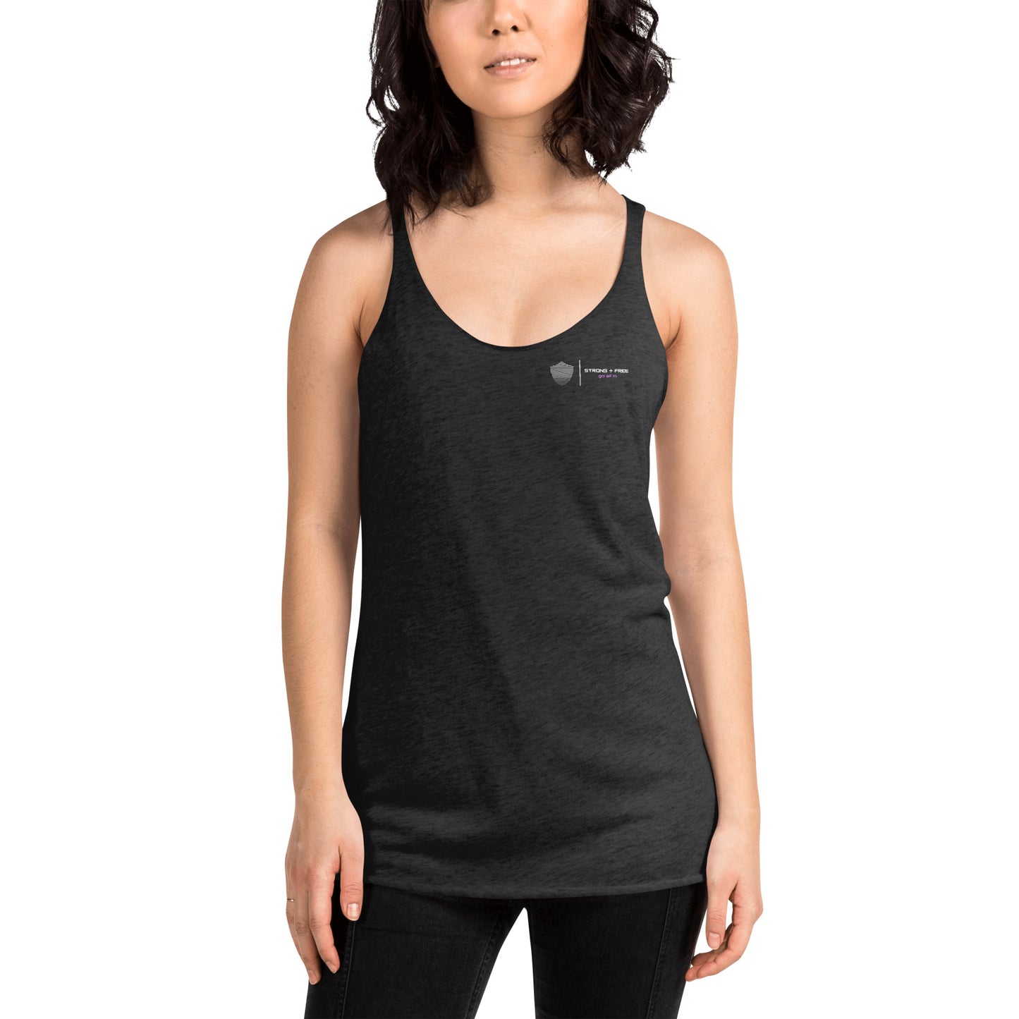 Women's Racerback Tank, various colors. S+F signature shield logo design IV.