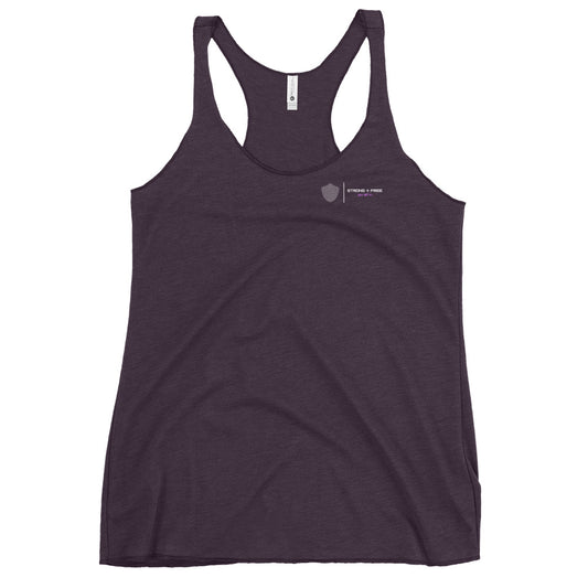 Women's Racerback Tank, various colors. S+F signature shield logo design IV.