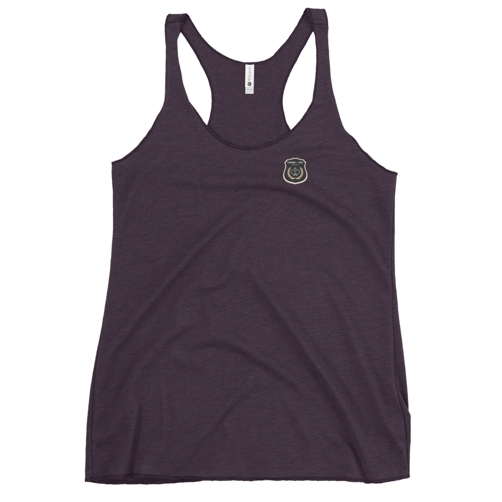 Women's Racerback Tank, various colors. S+F custom pickleball logo design, black icon.