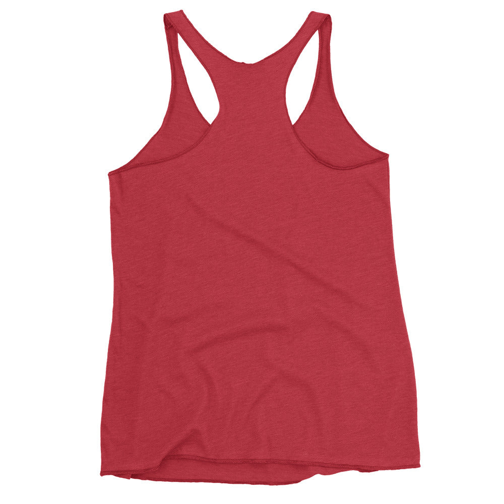 Women's Racerback Tank, Black/Red/Blue/Grey/Pink/Indigo/Purple. S+F White Font Logo Design.