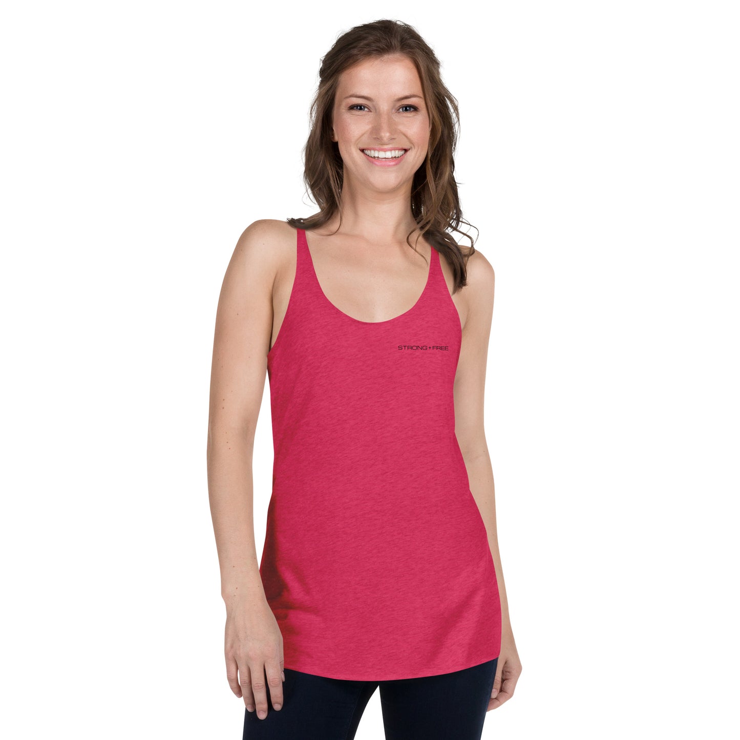 Women's Racerback Tank, White/Turquoise/Grey/Pink. S+F Black Font Logo Design.