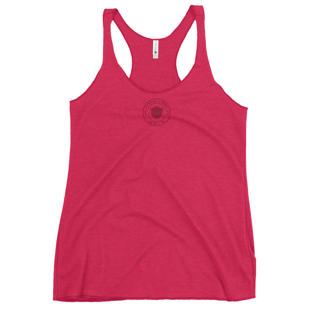 Women's Racerback Tank, various colors. S+F signature shield logo design I.