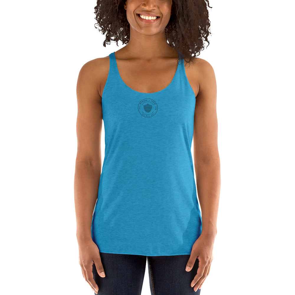 Women's Racerback Tank, various colors. S+F signature shield logo design I.